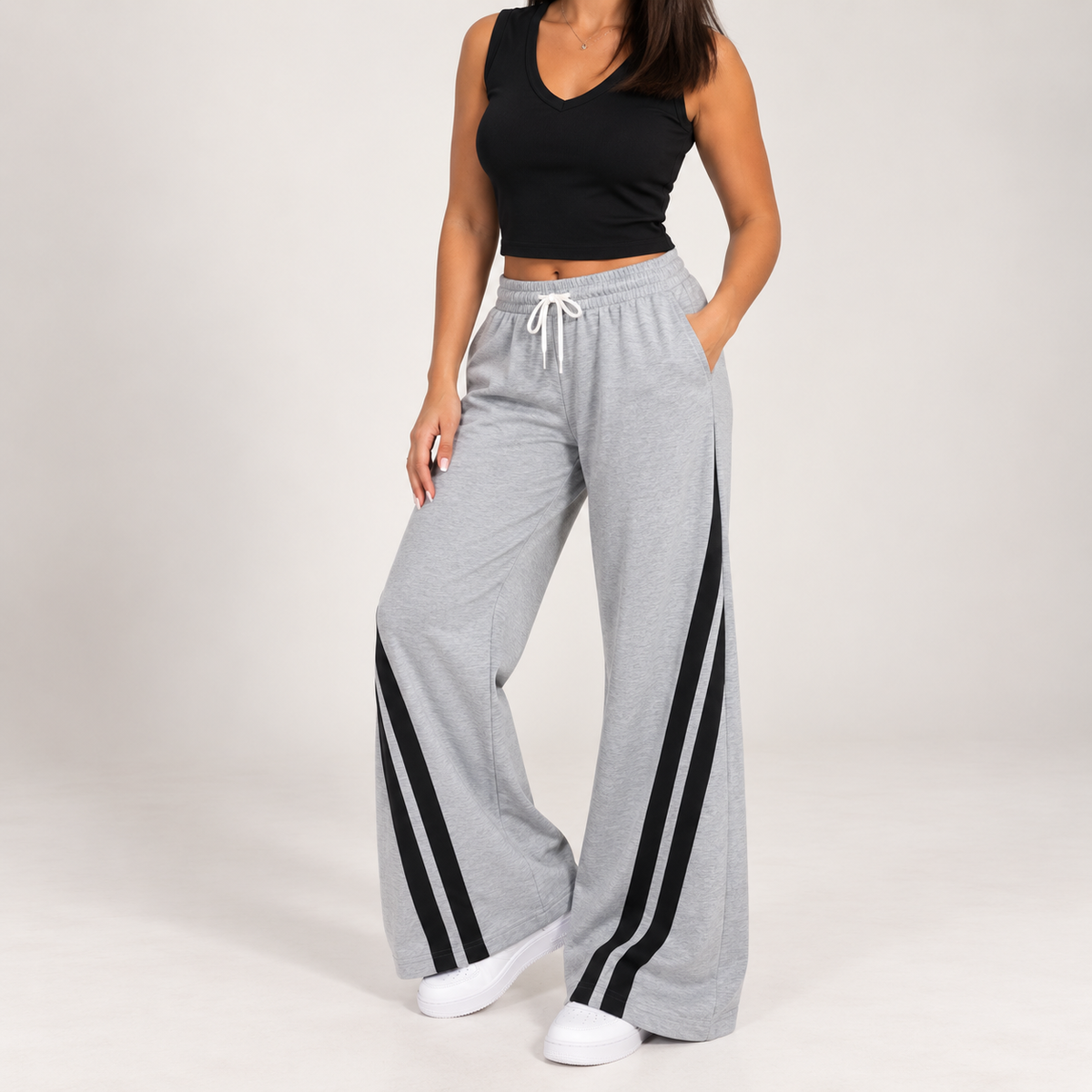 Two-Stripe Wide Leg Pants