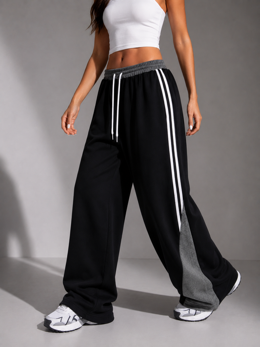 Two-Stripe Wide Leg Pants (Adidas Style)