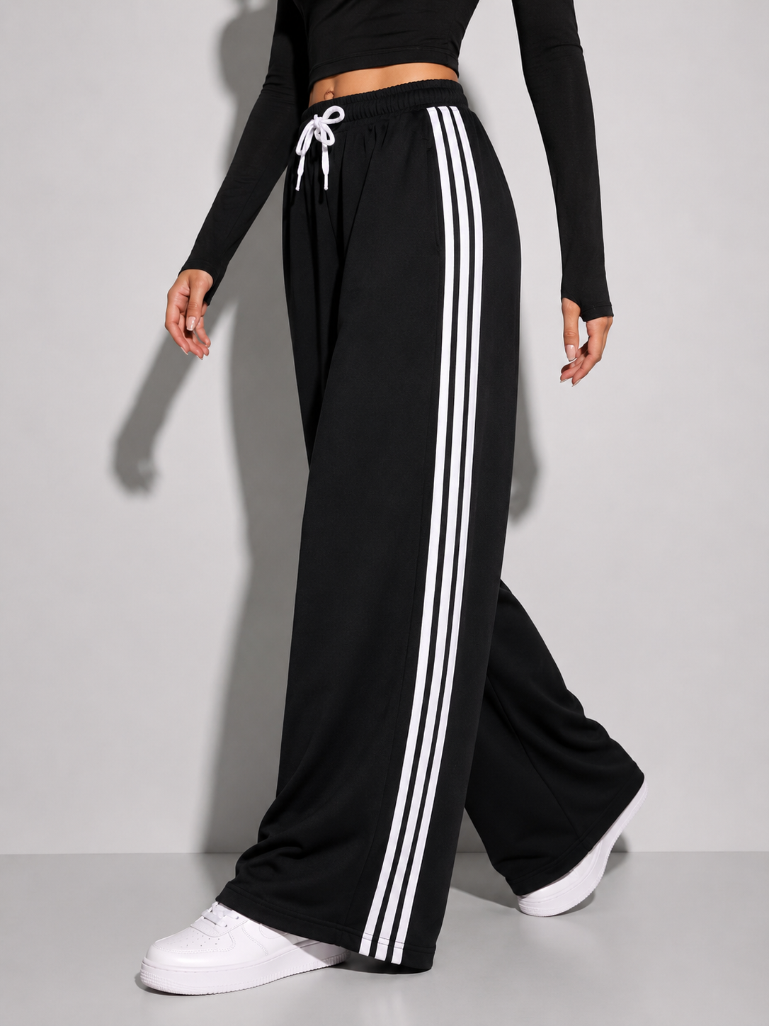 Wide Leg Three Line Pants
