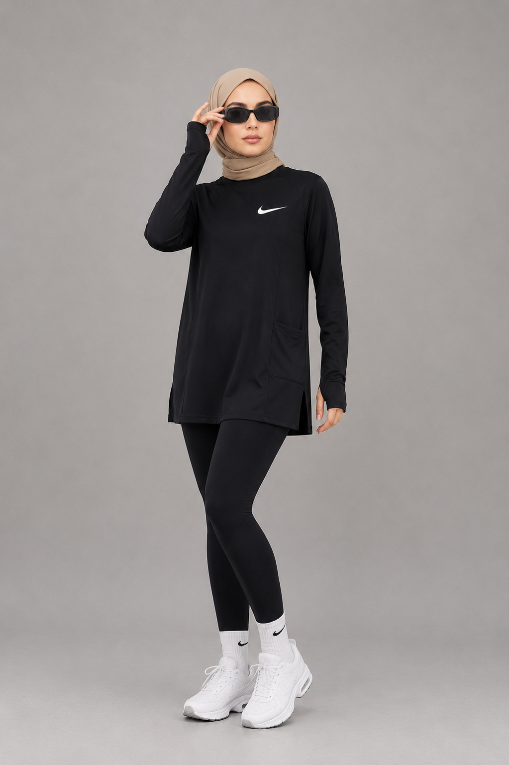 Long Sleeve Dry Fit Sports Top with Side Pockets – 4 Colors
