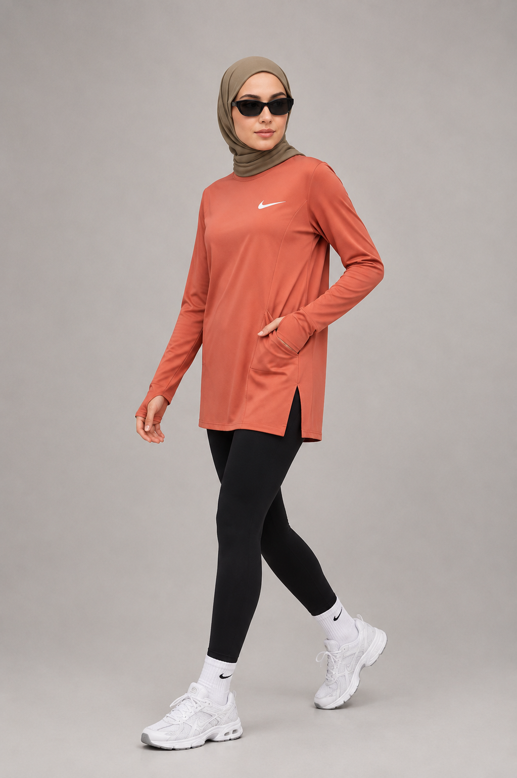 Long Sleeve Dry Fit Sports Top with Side Pockets – 4 Colors